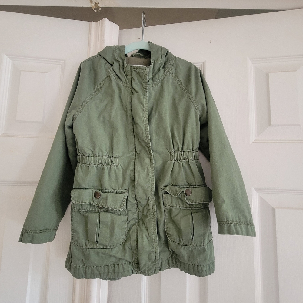 Old Navy Hooded Twill Utility Scout Jacket for Toddler Girls, Army Green 5T